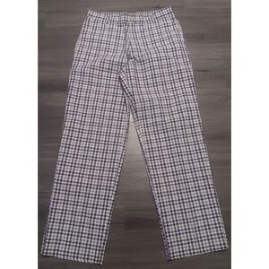 Izod Men's Black Purple Gray Gingham Plaid‎ Golf Pants Size 32x32 Actual 32x31